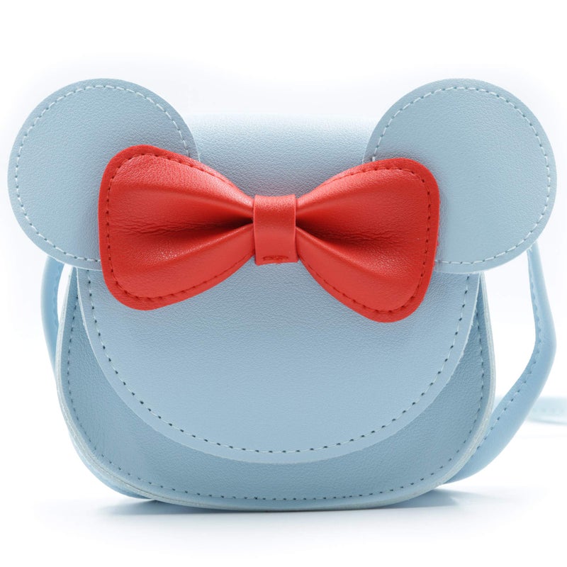 HXQ Little Mouse Ear Bow Crossbody Purse,PU Shoulder Handbag for Kids Girls Toddlers(Blue) - Image 1